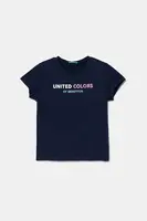 Dětské bavlněné tričko United Colors of Benetton tmavomodrá barva, 3I1XC10MZ
