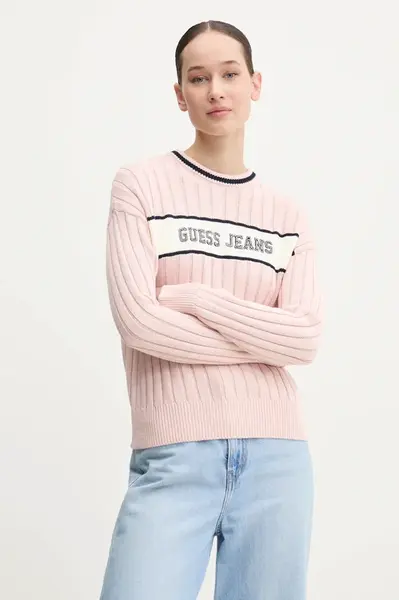 Bavlněný svetr Guess Jeans růžová barva, W5RR46 Z3HM1