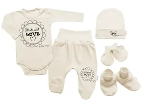 Baby Nellys Soupravička do porodnice 5D Made with love, béžová, cappuccino, vel. 62