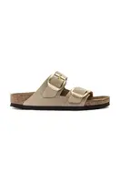 Nubukové pantofle Birkenstock Arizona Big Buckle dámské, béžová barva, 1024064