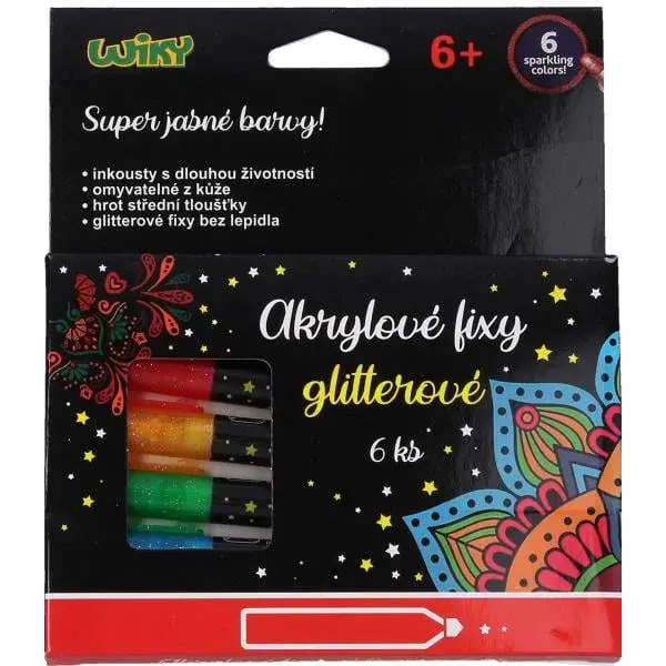 Akrylové fixy glitter 6ks