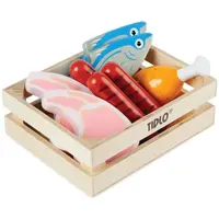 Tidlo Dřevěná bedýnka s masem a rybami