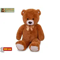 Plush Friends medvěd plyšový 100cm tmavě hnědý s mašlí