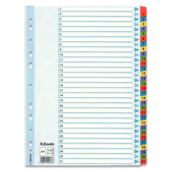 Rozlišovač Esselte Mylar - 1 - 31, 31 listů