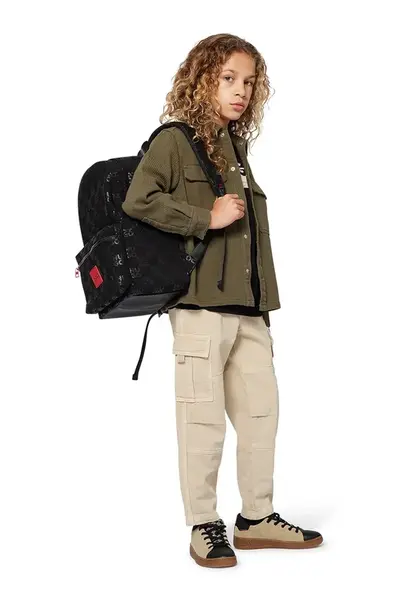 Dětské bavlněné kalhoty HUGO béžová barva, G00480