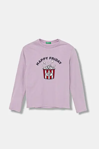 Dětské bavlněné tričko s dlouhým rukávem United Colors of Benetton