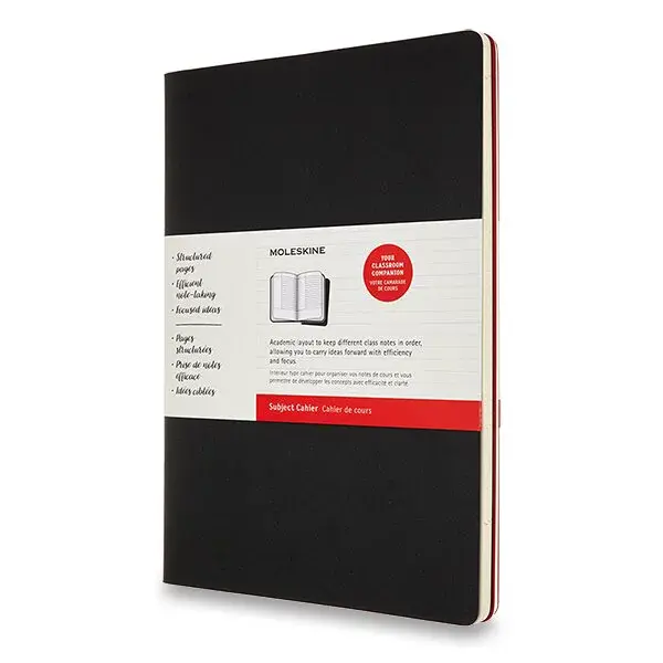 Sešity Moleskine Subject Cahier, A4, čisté, 2 ks - černo-vínový