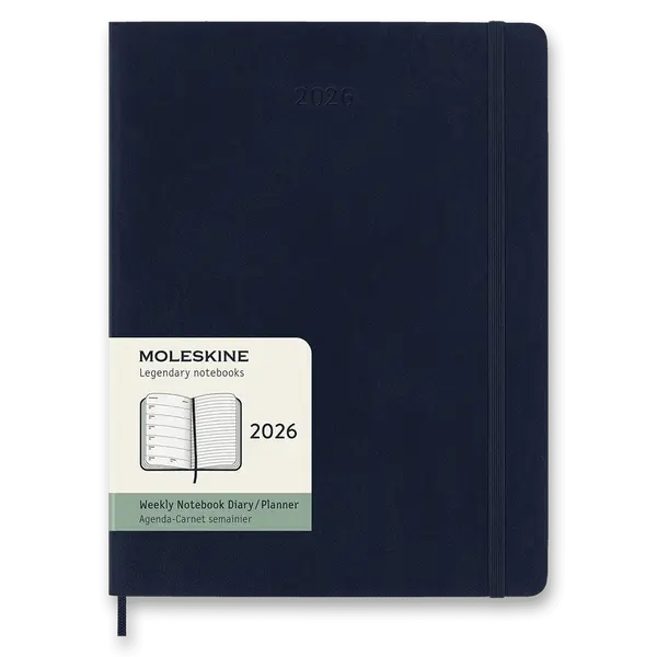 Diář Moleskine 2026 - měkké desky, XL, týdenní, modrý
