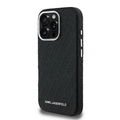 Zadní kryt Karl Lagerfeld Grained PU Repeated Logo MagSafe pro Apple iPhone 16 Pro Max, černá