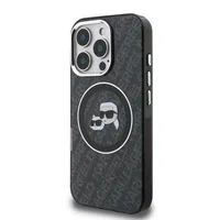 Zadní kryt Karl Lagerfeld IML K&CH Heads Repeated Logo MagSafe pro Apple iPhone 16 Pro Max, černá