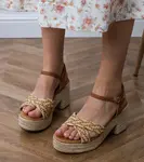 Gemre Woven block heel brown sandals Marfi