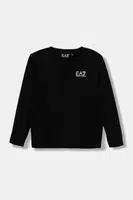 Dětské bavlněné tričko s dlouhým rukávem EA7 Emporio Armani bílá barva, s potiskem, 7B000021 AF10378