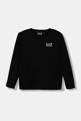 Dětské bavlněné tričko s dlouhým rukávem EA7 Emporio Armani bílá barva, s potiskem, 7B000021 AF10378