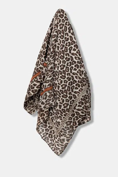 Šála Guess dámská, hnědá barva, vzorovaná, AW5349 MOD03