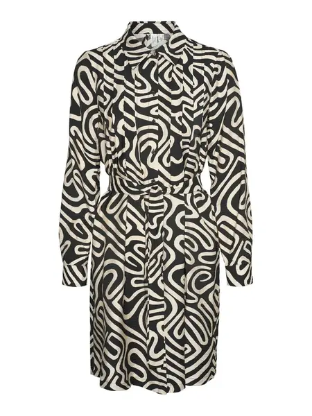 VERO MODA Košeľové šaty 'VMVigdis'  béžová / čierna