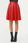 88854 Dewberry Flared Faux Leather Skirt-RED