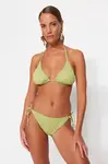 Trendyol zelené texturované bikini spodní díl s pravidelnými nohavičkami
