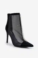 PS1 Módní dámské boty Mesh Stiletto Černé Rummi