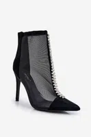 PS1 Módní dámské boty Mesh Stiletto Černé Rummi