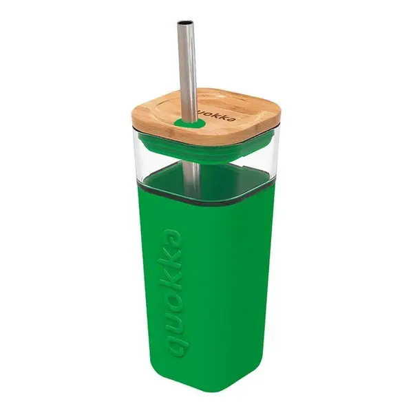 Quokka Liquid Cube pohár so slamkou 540 ml, green QUO400614