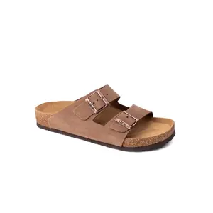Leon 4703 Pánske celokožené korkové vsuvky 45 - 28,5 cm, hnedá, 2,5 cm