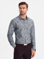 Ombre Classic men's flannel cotton plaid shirt - gray