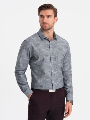 Ombre Classic men's flannel cotton plaid shirt - gray