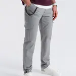 Ombre Men's pants with cargo pockets and leg hem - grey