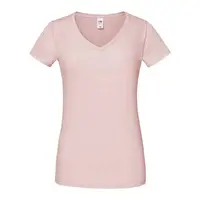 Pudrowa koszulka damska Iconic Vneck Fruit of the Loom