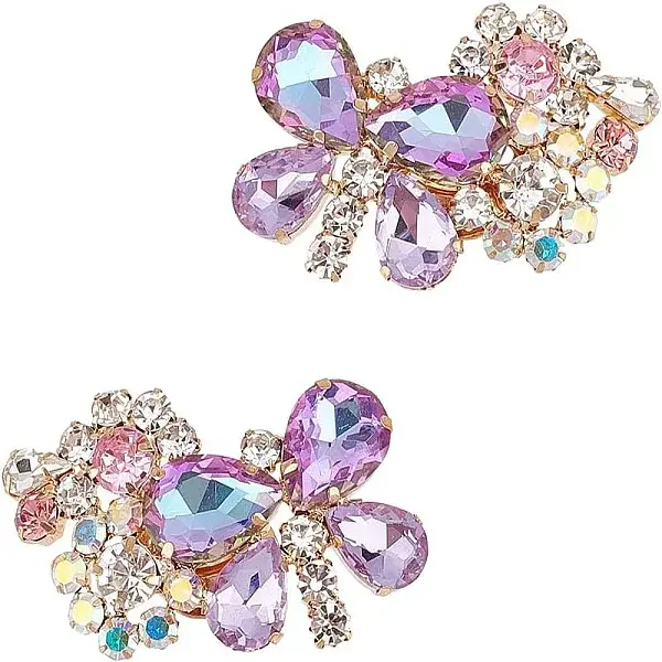 2Pcs Butterfly Alloy Glass Rhinestone Shoe Decoration