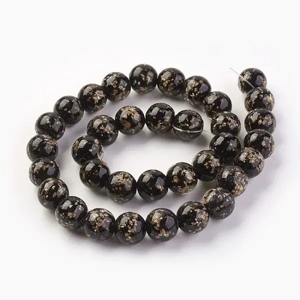 Handmade Gold Sand Lampwork Beads Strands