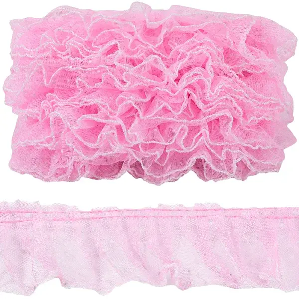 10M Polyester Pleated Lace Trim Ribbon