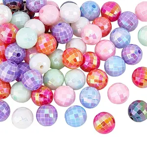 60Pcs UV Plating Opaque Acrylic Beads