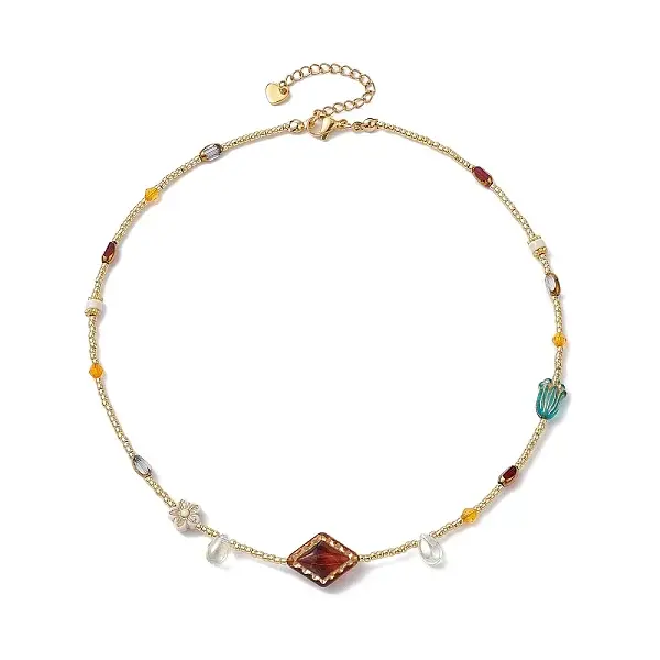 Glass Seed & Acrylic Beaded Necklaces