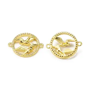 Brass Micro Pave Clear Cubic Zirconia Connector Charms