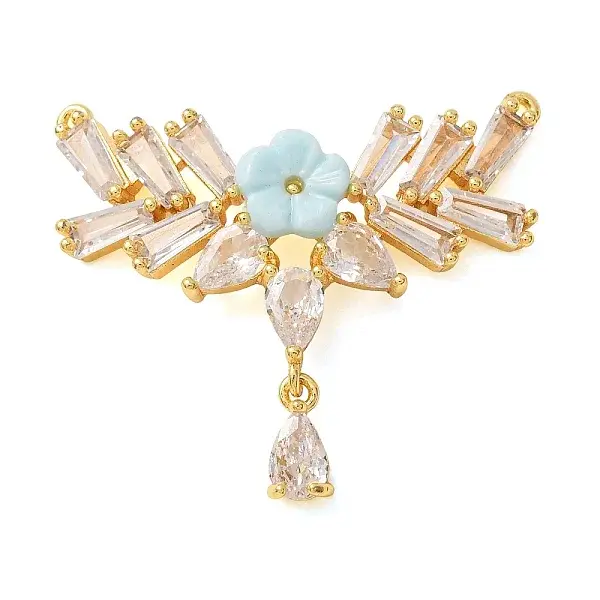 Brass Pave Clear Cubic Zirconia Pendants