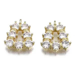 Brass Inlaid Clear Cubic Zirconia Pendants