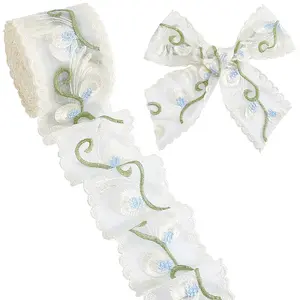 10 Yards Polyester Flower Embroidery Lace Ribbon
