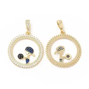 Brass Micro Pave Cubic Zirconia Pendants