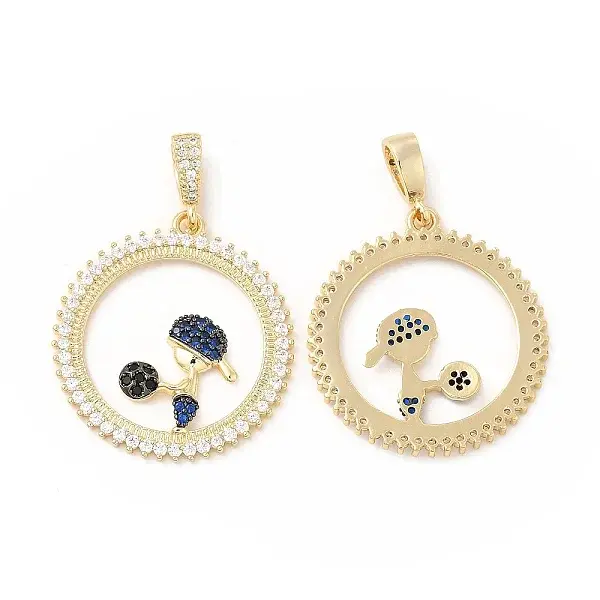 Brass Micro Pave Cubic Zirconia Pendants