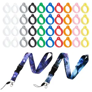 2Pcs 2 Colors Anti-Lost Neck Silicone Ring Neck Lanyards