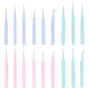3Sets 3 Colors Stainless Steel Beading Tweezers Sets