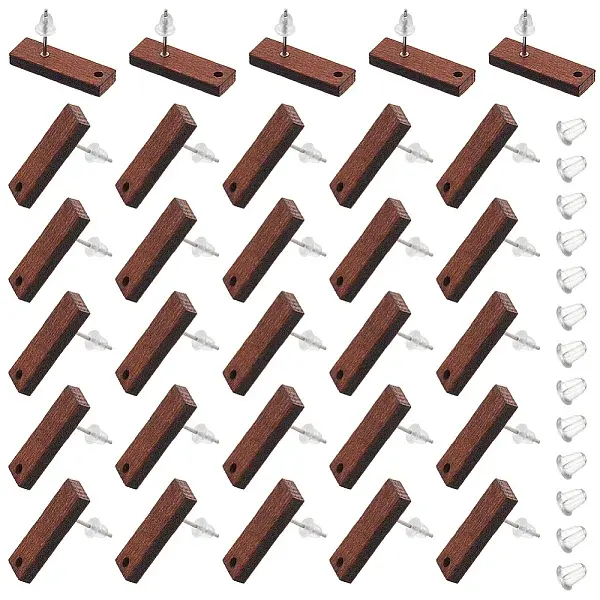 60Pcs Aspen Wood Stud Earring Findings