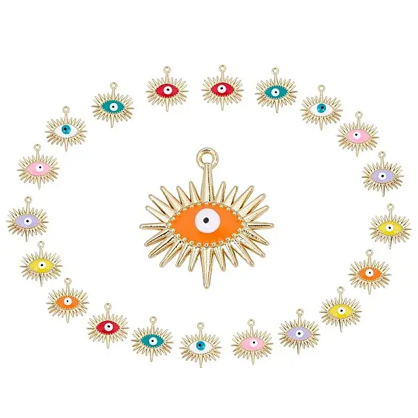 28pcs 7 colors Alloy Enamel Pendants