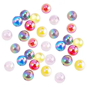 30Pcs UV Plating Opaque Acrylic Beads