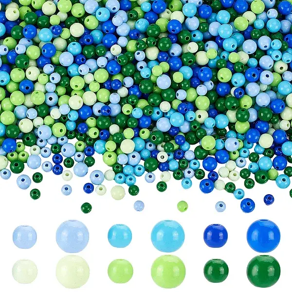 1200Pcs 12 Styles Opaque Acrylic Beads