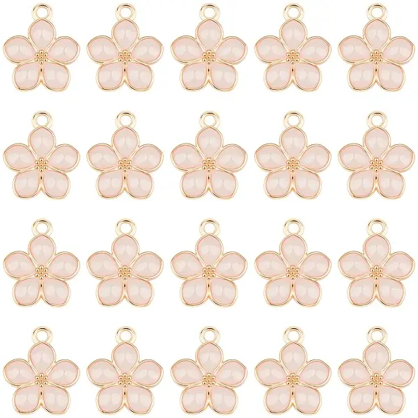 30Pcs Light Gold Plated Alloy Enamel Pendants