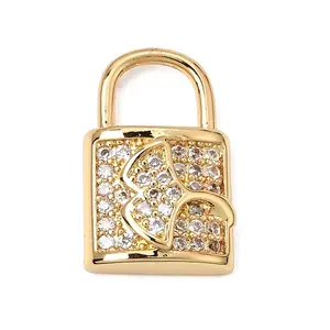 Brass Micro Pave Clear Cubic Zirconia Pendants