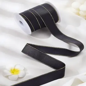 14.3-15M Polyester Gold Edged Grosgrain Ribbon