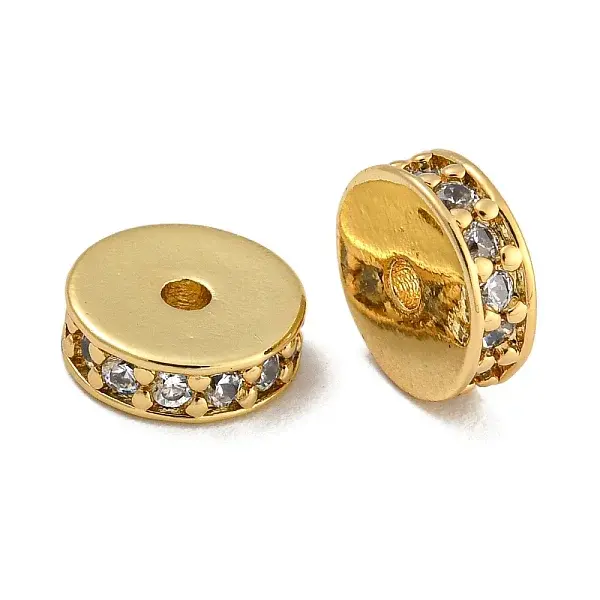 Rack Plating Brass Micro Pave Cubic Zirconia Beads